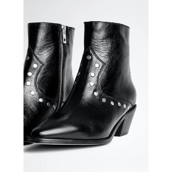Zadig & Voltaire Tyler Leather Studded Ankle Boot - Picture 1 of 9